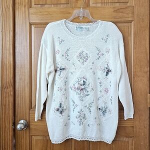 Vtg Colleen's Collectables Sweater Womens L Coquette Girl Cottagecore Grannycore